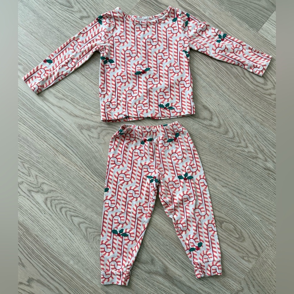 Pink Chicken Toddler Girl Candy Cane PJs